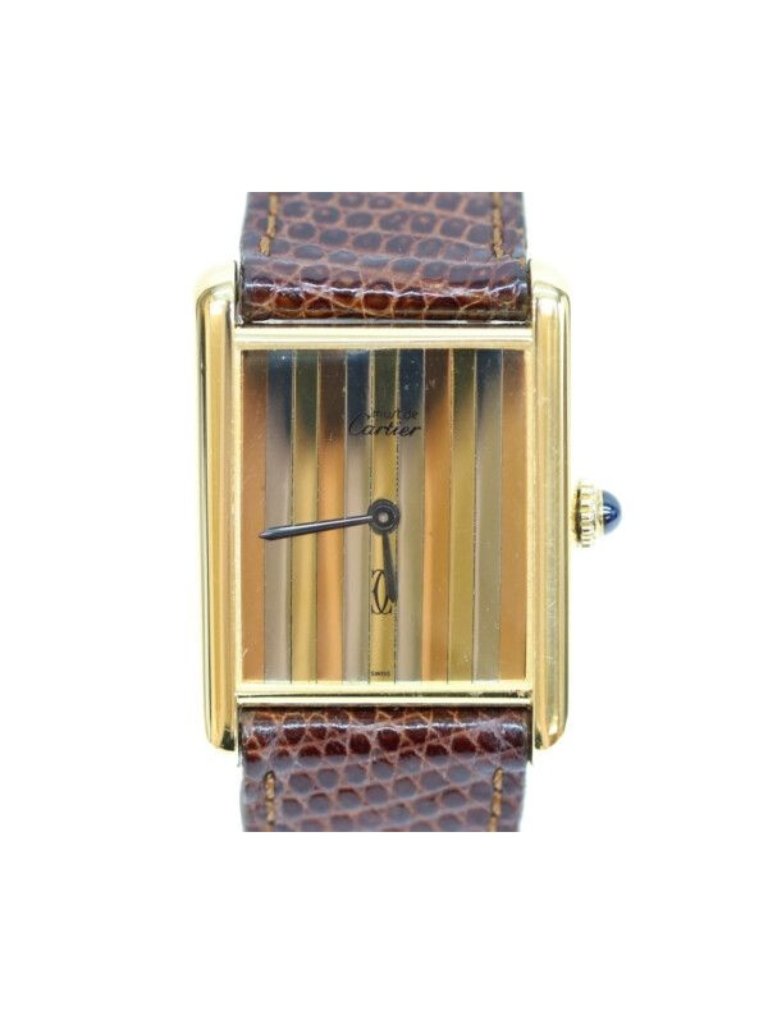 Cartier Must Tank Vermeil Lm Trinity Dial Hand Wound Leather